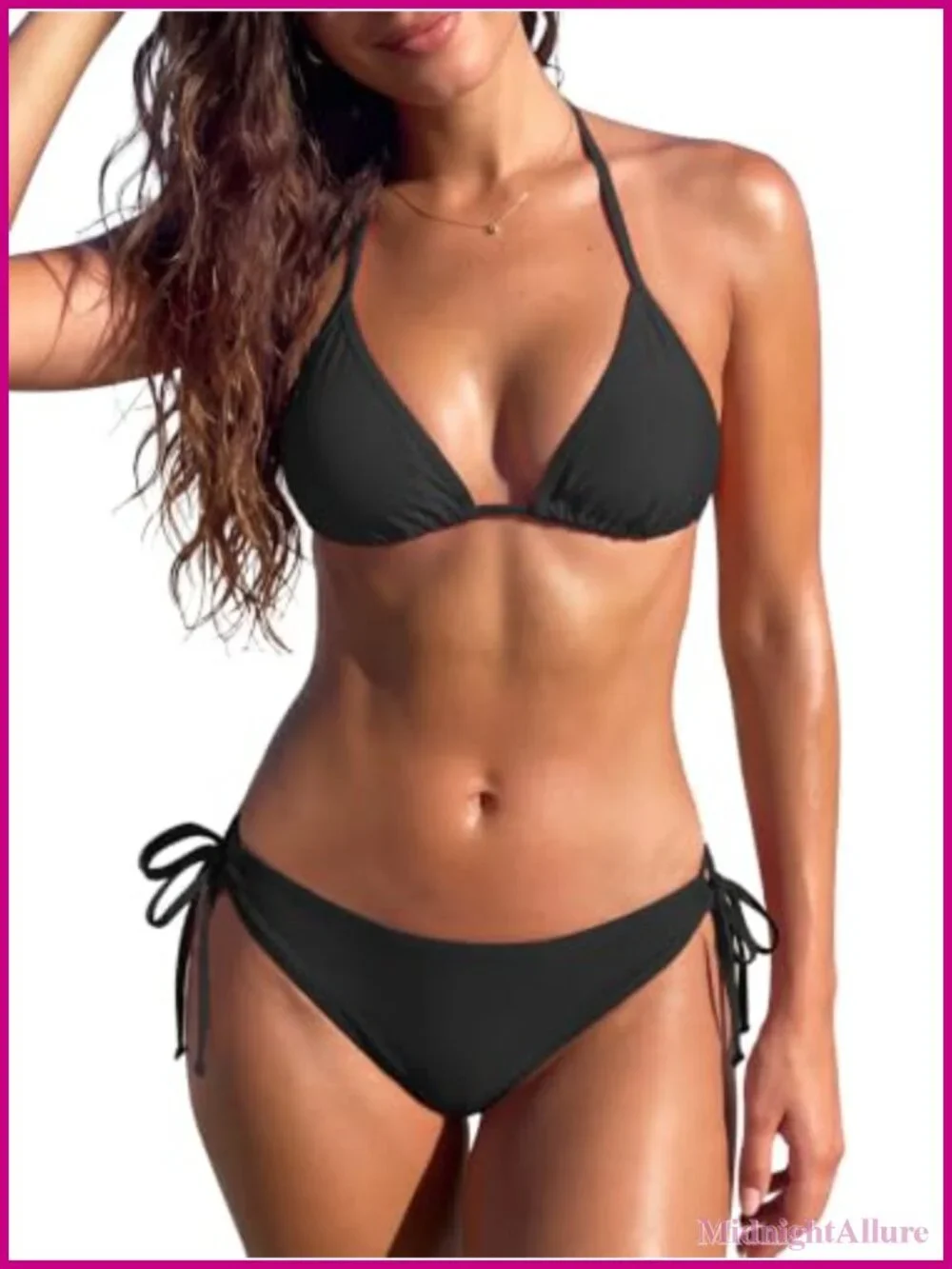 Women's Triangle Halter Bikini Set 2 Piece Low Rise Adjustable